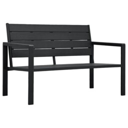 Garden Bench 120 Cm Hdpe Black Wood Look Vidaxl