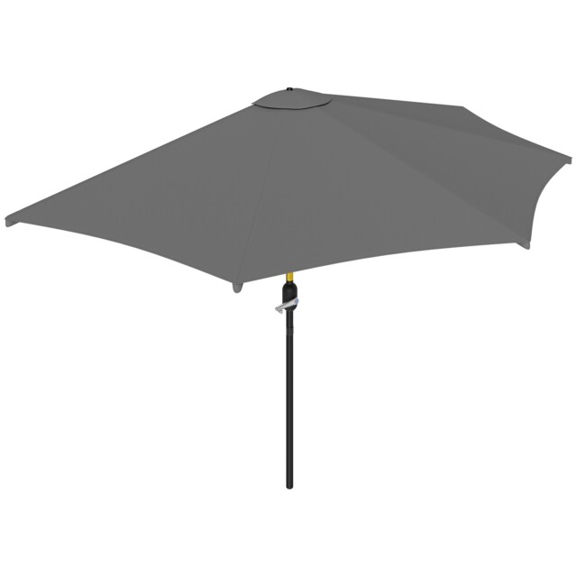 Outsunny 3(m) Half Round Parasol Garden Sun Umbrella Metal W/ Crank