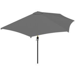 Outsunny 3(m) Half Round Parasol Garden Sun Umbrella Metal W/ Crank