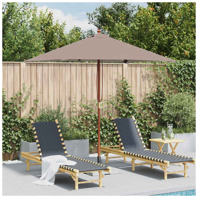 Garden Parasol Taupe 150x200x235cm Polyester Cover Laminated Bamboo