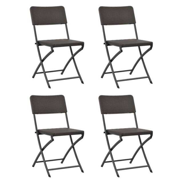 Folding Garden Chairs 4 Pcs Hdpe And Steel Brown Vidaxl