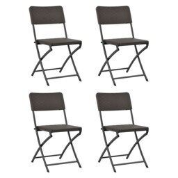 Folding Garden Chairs 4 Pcs Hdpe And Steel Brown Vidaxl