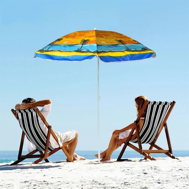 Redwood Leisure 1.8m Cotton Beach Umbrella - Green (bb-ub104)