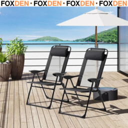 Set Of 2 Garden Chairs Folding Camping Chair Recliners Adjustable