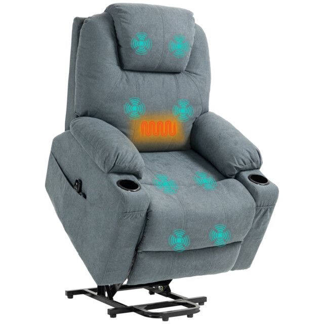 Homcom Lift Chair With Vibration Massage, Heat, Easy Assembly, Grey