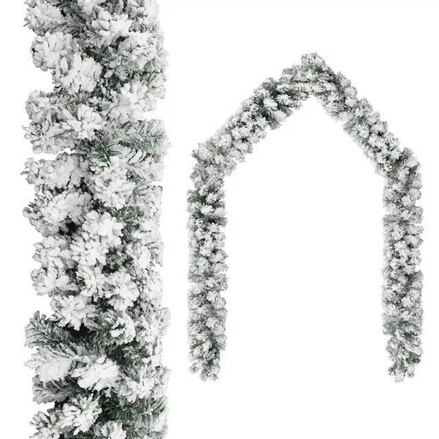 Christmas Garland With Flocked Snow Green 10 M Pvc Vidaxl