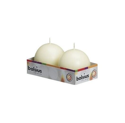 Pack Of 2 Bolsius Ivory 70mm Ball Candle Up To 16hr Burn- Ideal 4
