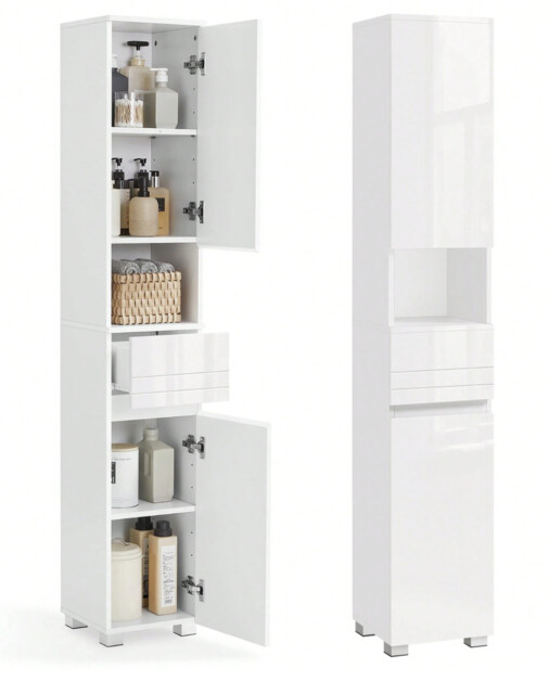 Tall Bathroom Cabinet, Slim Storage Cabinet, Narrow Cupboard, Bathroom
