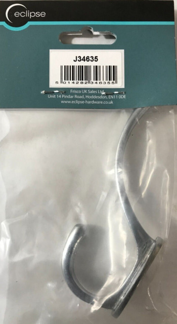 Eclipse Hat & Coat Hook Polished Chrome Plated 125mm J34635 - (m248)