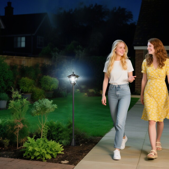 Outdoor Garden Solar Light With Base Post Lamp Freestanding Ip44