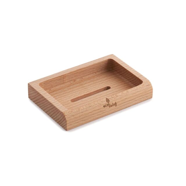 Eco Living Sustainably Sourced Beech Wood Rectangular Soap Dish