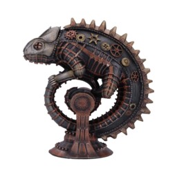 Bronzed Mechanical Chameleon Steampunk Lizard Figurine