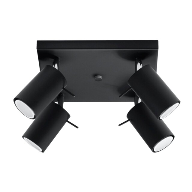 Boho Round Ceiling Lamp Plafond Ring 4 Steel Black Gu10 Sollux