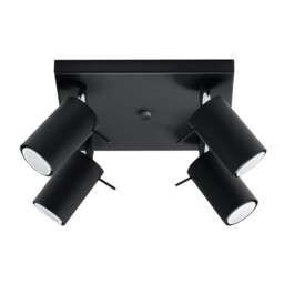 Boho Round Ceiling Lamp Plafond Ring 4 Steel Black Gu10 Sollux