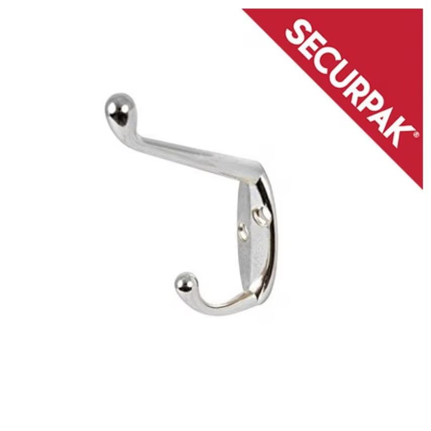 Securpak Hat Coat Hook 105mm Chrome Plated by