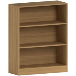 Vida Designs Cambridge 3 Tier Low Bookcase, Oak Wooden Shelving