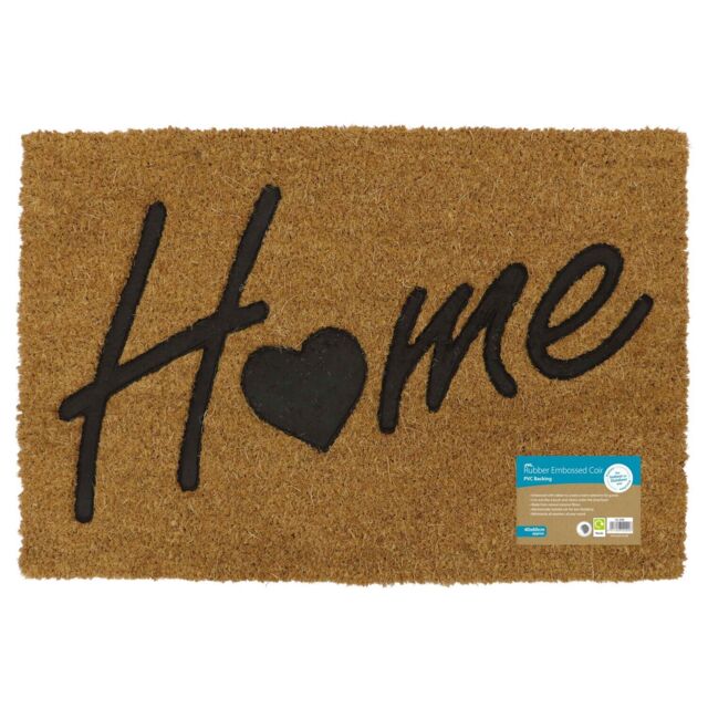Jvl Outdoor Rubber Embossed Pvc Backed Coir Doormat, 40x60cm - Home