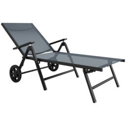 Sun Lounger Grey Texteline Mesh Foldable 5-position 72x158x84cm Steel