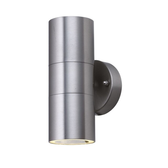 2 Light Bulbs Silver Stainless Steel Porch Garage Wall Fitting Bracket