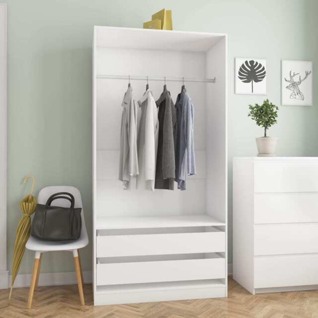 Wardrobe White 100x50x200 Cm Engineered Wood Vidaxl
