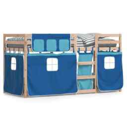 Bunk Bed With Curtains Blue 80x200 Cm Solid Wood Pine Vidaxl