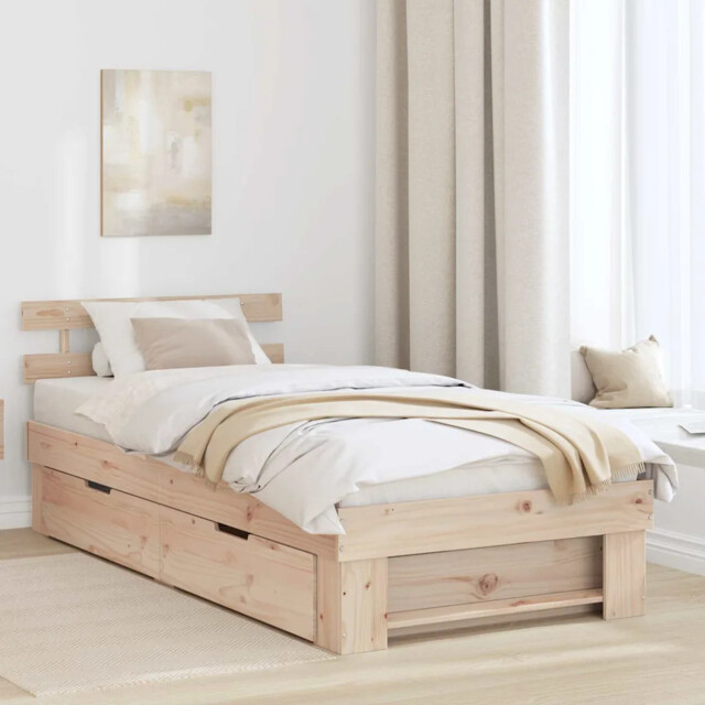 Bed Frame With Headboard Brown 80 X 200 Cm Solid Pine Wood Vidaxl