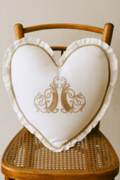 Pillow Country Style White Heart Cushion Shabby Chic Embroidery With