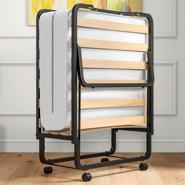 200cm Folding Bed Metal Frame Portable Foldable Guest Bed W/ Mattress