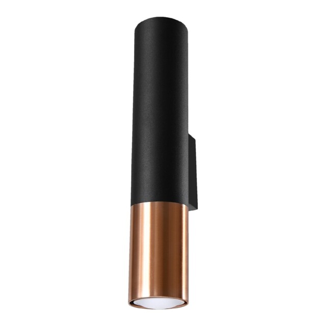 Wall Light Steel Black & Copper 2x Gu10 29x8x6cm Minimal Modern Tube