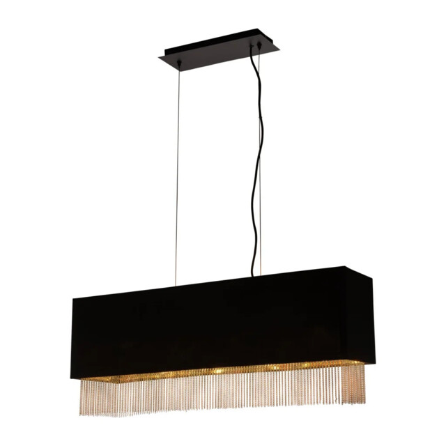Ceiling Light Black Fringe 4 Bar Gold Searchlight 8724-4bk