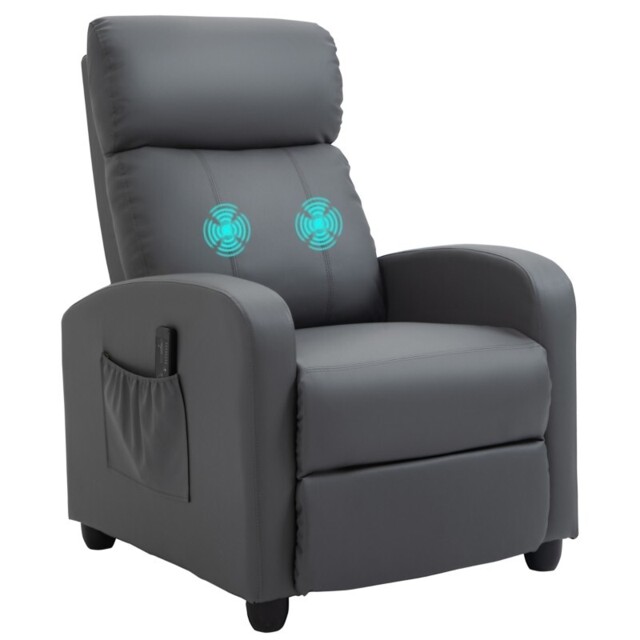Homcom Recliner Sofa Chair Pu Leather Massage Armcair W/ Remote