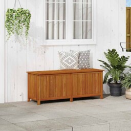 Outdoor Patio Solid Acacia Wood Garden Storage Bench Outside Box Unit