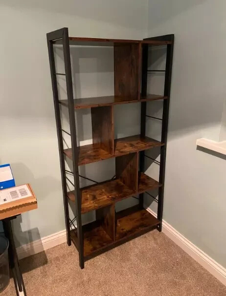 Vintage Industrial Bookcase Rustic Storage Cabinet Tall Shelf Metal