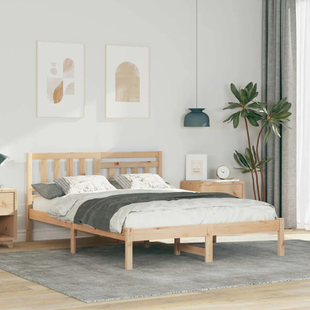 Bed Frame With Headboard Brown 120 X 200 Cm Solid Pine Wood Vidaxl