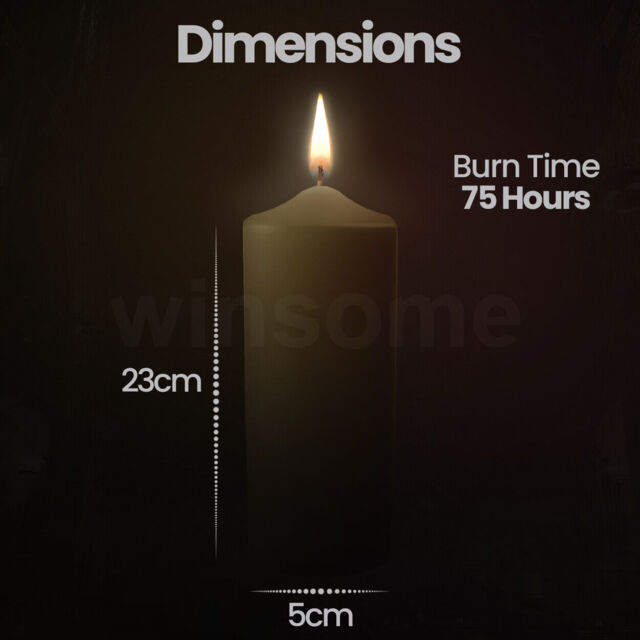 Unscented Pillar Candles Large Round Long Burn Time Wax Church Candle