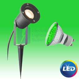 Green Led Gu10 Directional Black Garden Spike Light Outdoor Wall