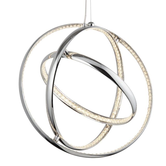 3 Lights Led Chrome Finish Ring Ceiling Fitting Pendant Light With