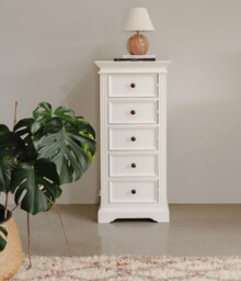 White Tallboy Narrow Chest Of Drawers Bedroom Furniture Gainsborough