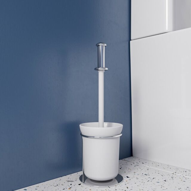 Croydex Toilet Cleaning Brush And Holder In White And Chrome -