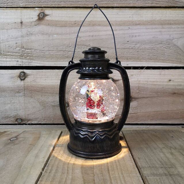 Christmas Decoration, Snow Globe Lantern With Santa, Led & Motion,