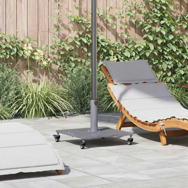 Outdoor Umbrella Base Dark Grey Wood Look 45 X 45 X 31 Cm Steel Vidaxl