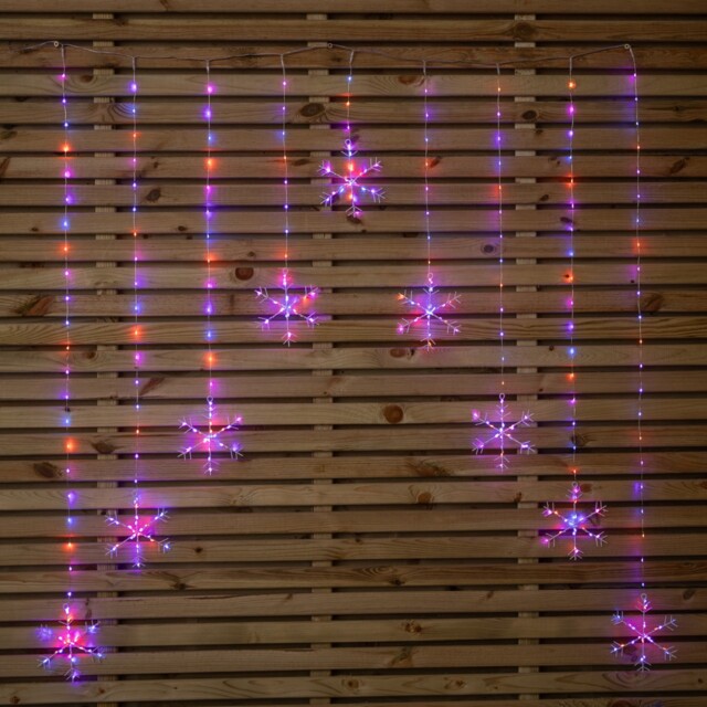 1.2m Premier Christmas Snowflake Led Silver Pin Wire V Curtain Lights
