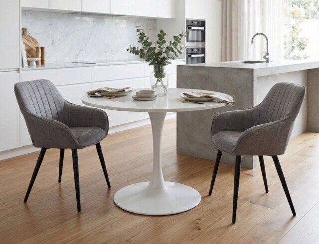 Set Of 2 Windsor Modern Accent Arm Chairs/dining Chairs,grey