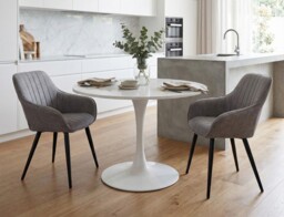 Set Of 2 Windsor Modern Accent Arm Chairs/dining Chairs,grey
