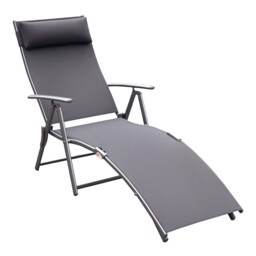 Outsunny Sun Lounger Recliner W/ Pillow Foldable 7 Levels Textilene