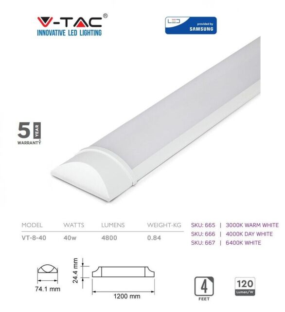 Led Batten Slimline Wall Ceiling Mount Tube Light 1ft 2ft 4ft 5ft 6f