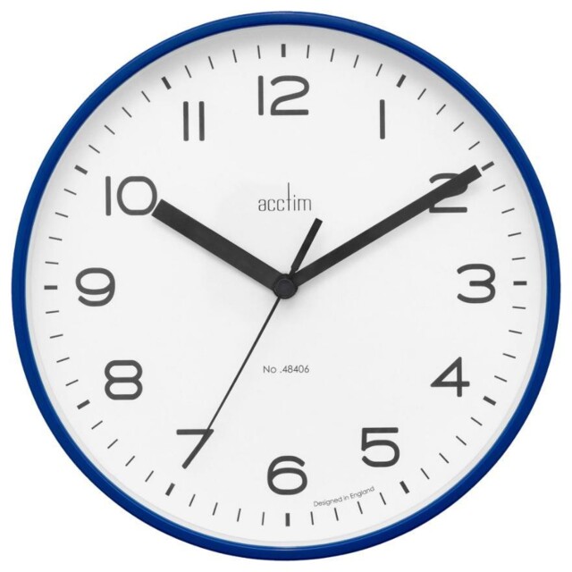 200mm Runwell Wall Clock, Midnight Blue - 22619