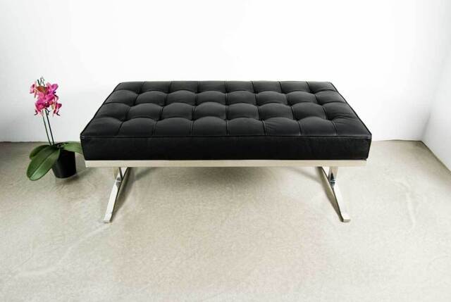 Short Stylish Bauhaus Leather Bench Stainless Steel & Real 5 Colours