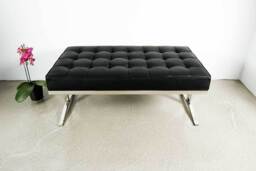 Short Stylish Bauhaus Leather Bench Stainless Steel & Real 5 Colours