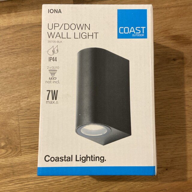 Wall Light Black Iona Double Spot Ip44 Coast Outdoor Cz-35705-blk